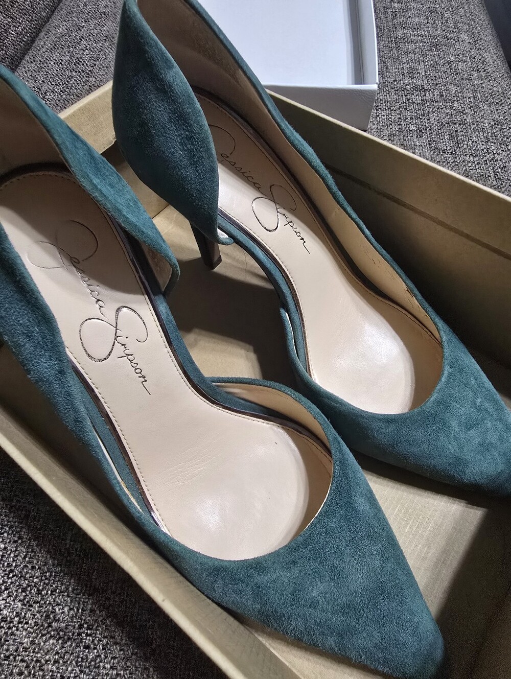 Jessica Simpson Spruce Suede Pointed Toe Pumps Dark Green